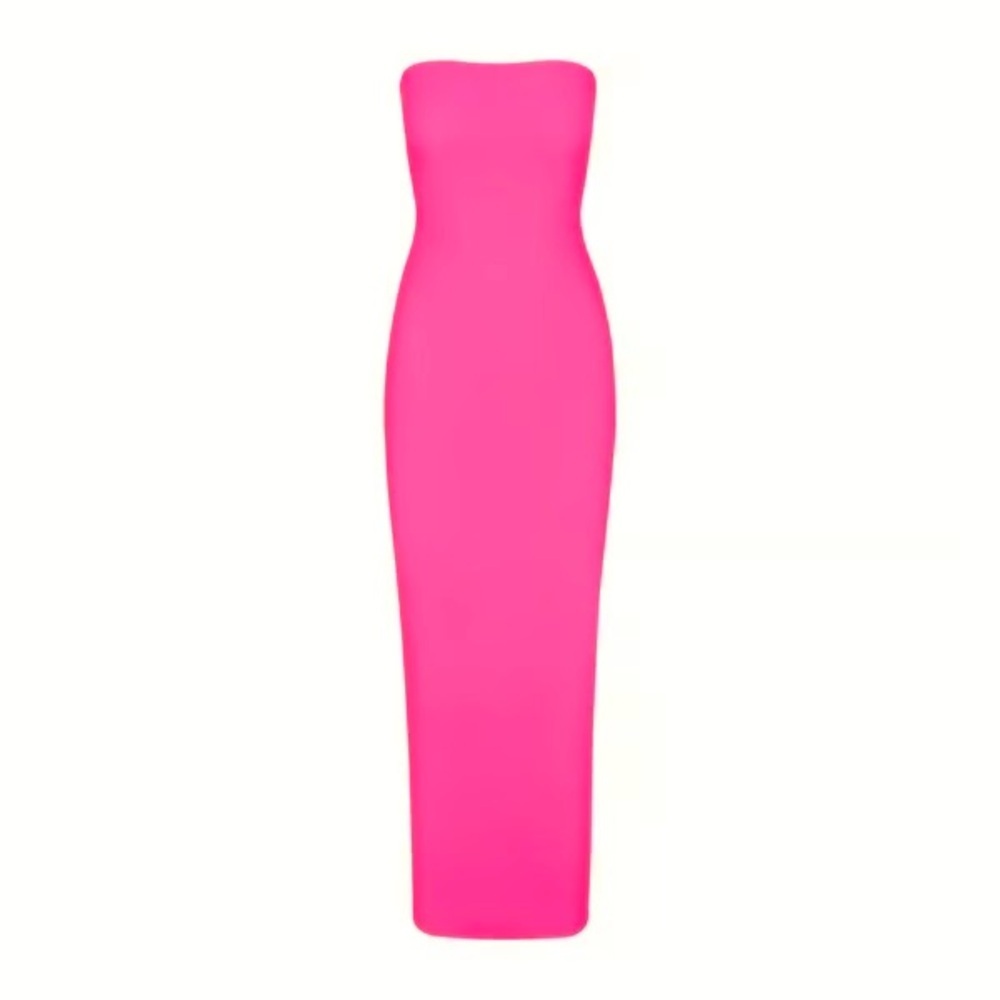 SKIMS Fits Everybody Tube Dress in Neon Pink - Picture 2 of 9